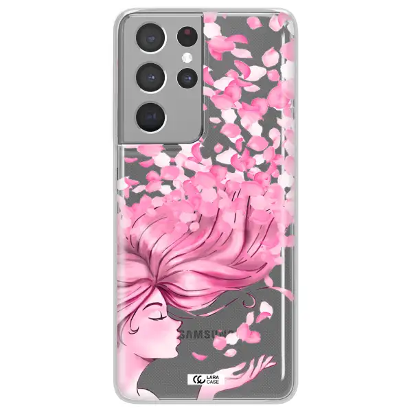 Sakura Leaves Hair Samsung S21 Ultra Clear TPU Case