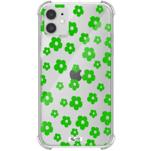 Five Petal Green Flower Apple iPhone 11 Clear PC Case