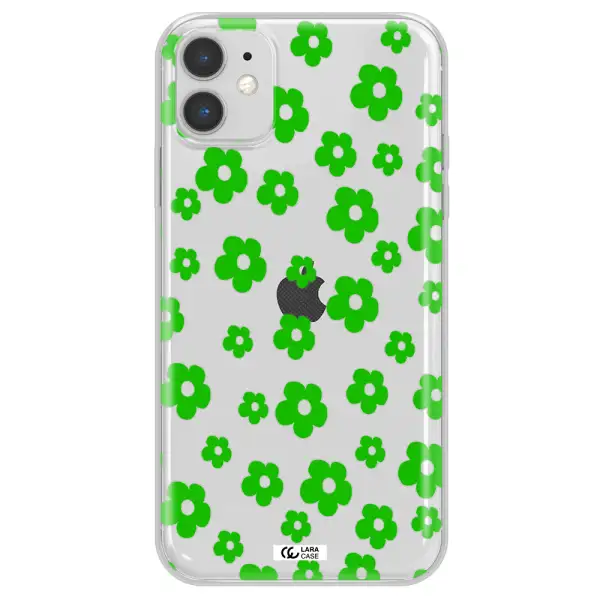 Five Petal Green Flower Apple iPhone 11 Clear TPU Case