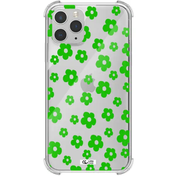 Five Petal Green Flower Apple iPhone 11 pro max Clear PC Case