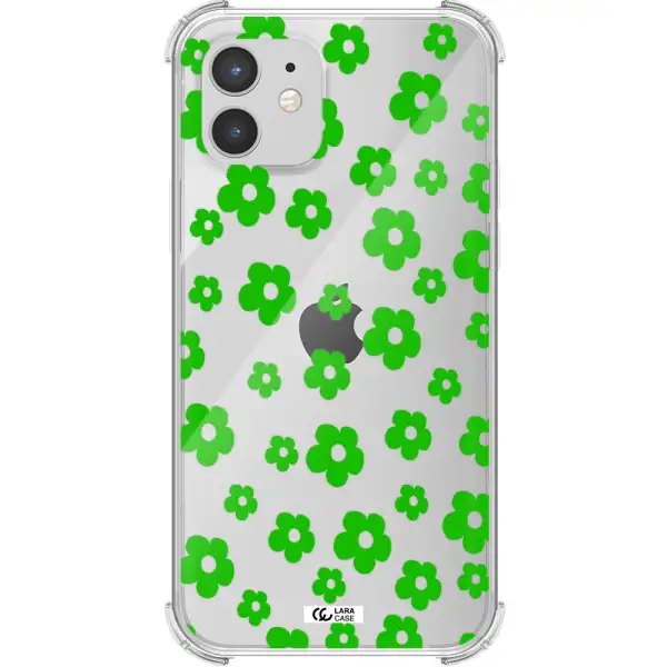 Five Petal Green Flower Apple iPhone 12 mini Clear PC Case