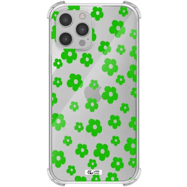 Five Petal Green Flower Apple iPhone 12 pro Clear PC Case