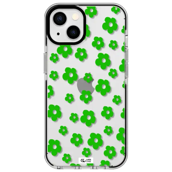 Five Petal Green Flower Apple iPhone 13 impact black border Case
