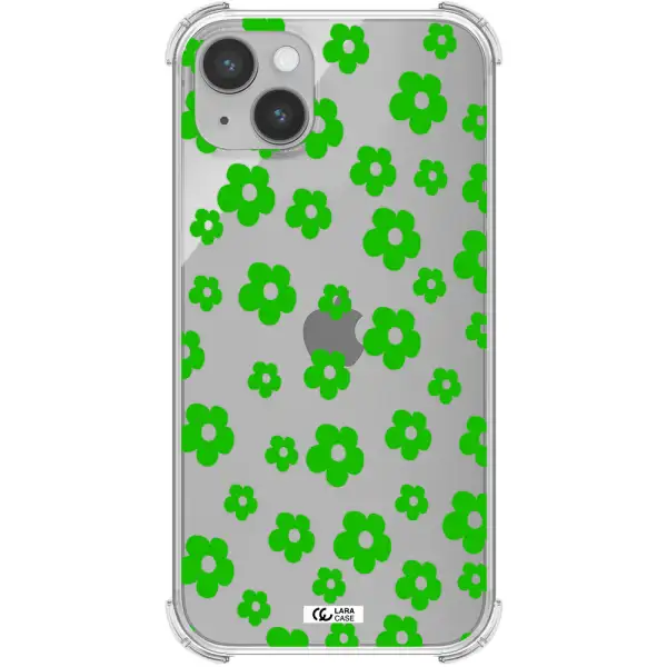 Five Petal Green Flower Apple iPhone 14 Clear PC Case