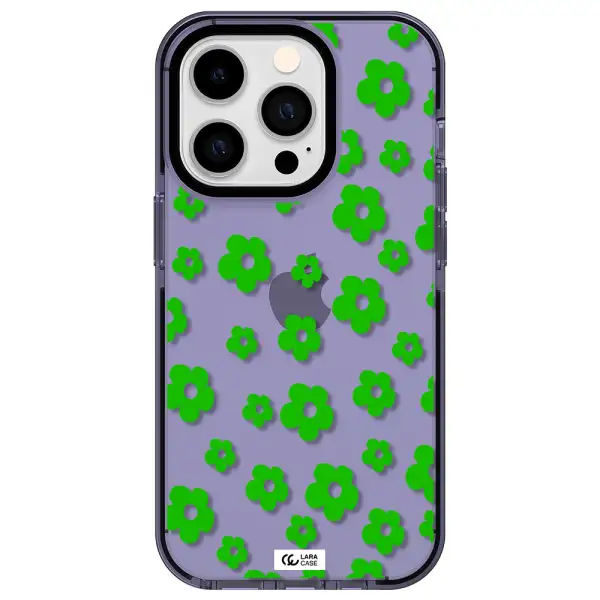 Five Petal Green Flower Apple iPhone 14 pro impact Lilac Case