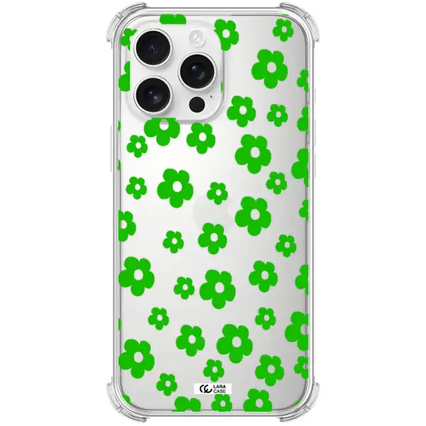 Five Petal Green Flower Apple Iphone 16 Pro Max Clear Pc Case
