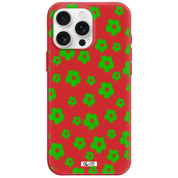 Five Petal Green Flower Apple Iphone 16 Pro Max Silicone Stone Case