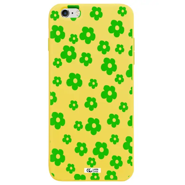 Five Petal Green Flower Apple iPhone 6 plus Silicone canary yellow Case
