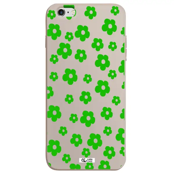 Five Petal Green Flower Apple iPhone 6 plus Silicone Stone Case