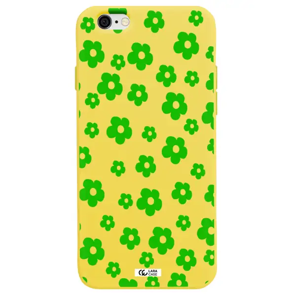 Five Petal Green Flower Apple iPhone 6 Silicone canary yellow Case
