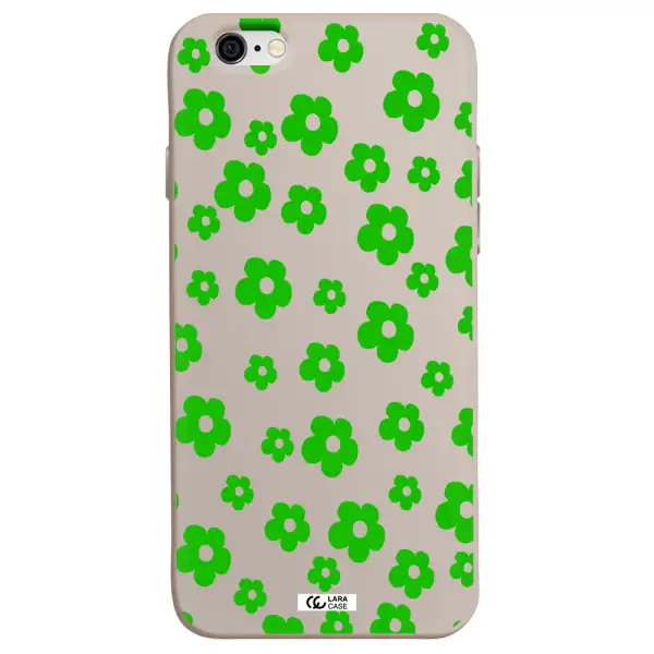 Five Petal Green Flower Apple iPhone 6 Silicone Stone Case