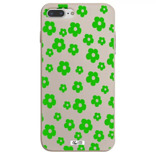 Five Petal Green Flower Apple iPhone 7 plus Silicone Stone Case