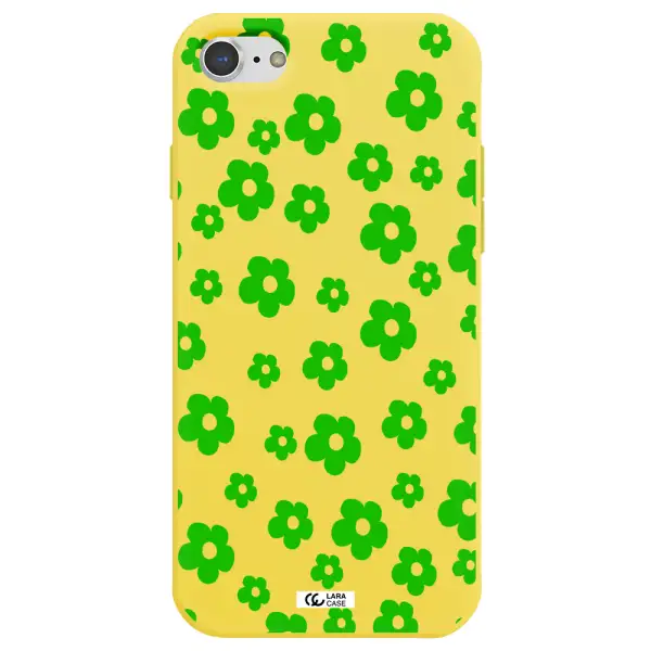 Five Petal Green Flower Apple iPhone 7 Silicone canary yellow Case