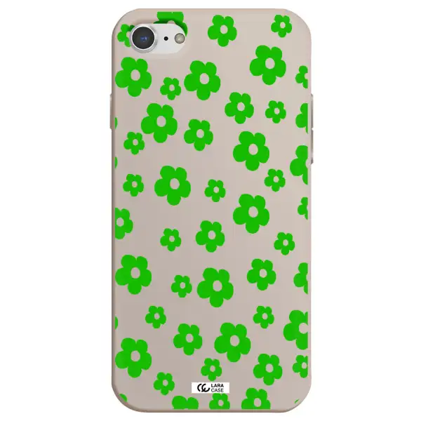 Five Petal Green Flower Apple iPhone 7 Silicone Stone Case