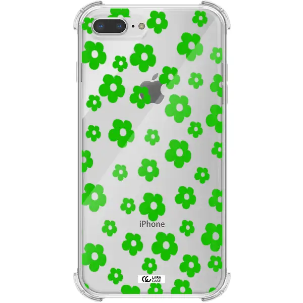 Five Petal Green Flower Apple iPhone 8 plus Clear PC Case