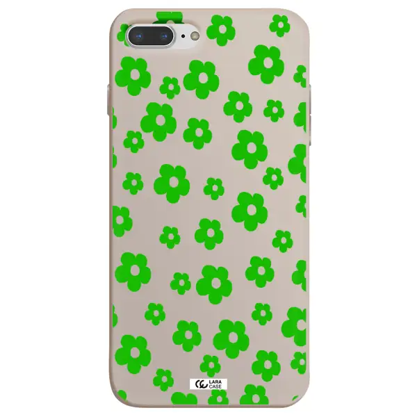 Five Petal Green Flower Apple iPhone 8 plus Silicone Stone Case