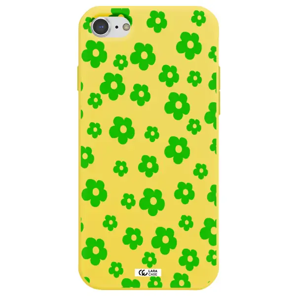 Five Petal Green Flower Apple iPhone 8 Silicone canary yellow Case