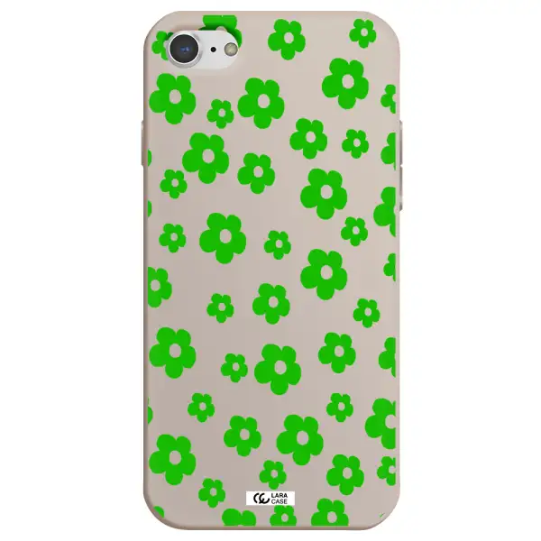 Five Petal Green Flower Apple iPhone 8 Silicone Stone Case