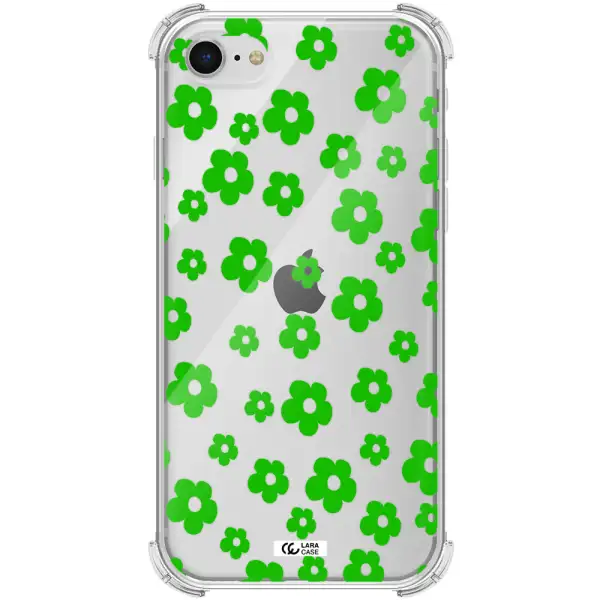 Five Petal Green Flower Apple iPhone se 2020 Clear PC Case