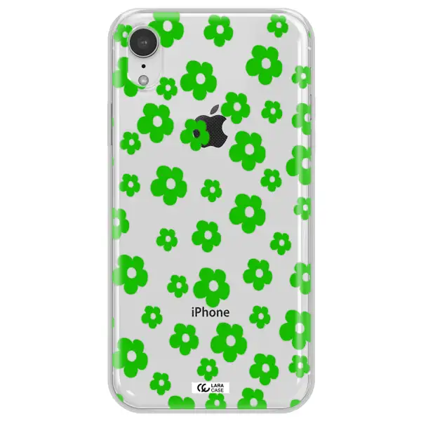 Five Petal Green Flower Apple iPhone XR Clear TPU Case