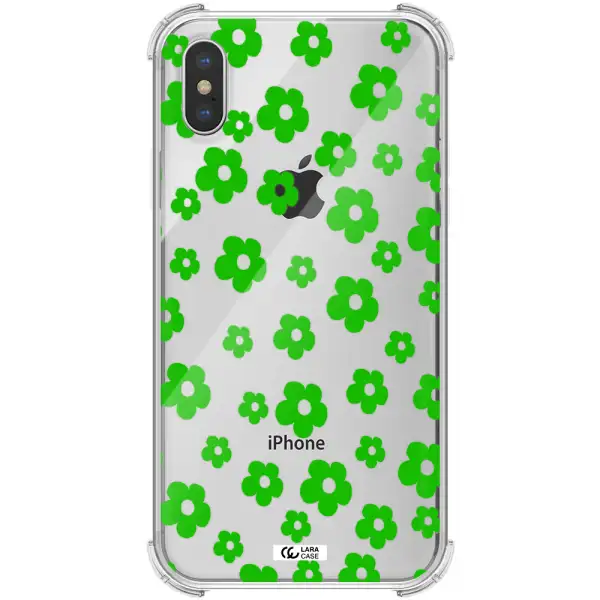 Five Petal Green Flower Apple iPhone XS Clear PC Case