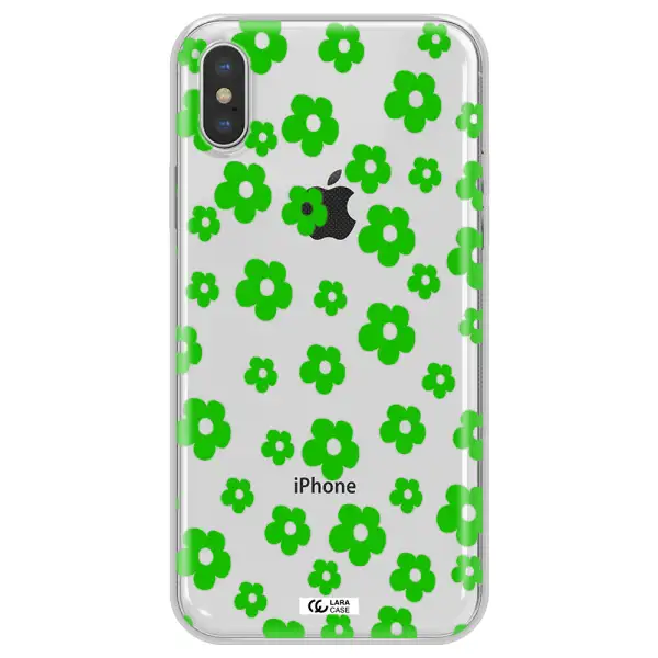 Five Petal Green Flower Apple iPhone XS max Clear TPU Case