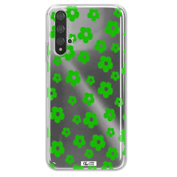 Five Petal Green Flower Huawei Nova 5t Clear TPU Case