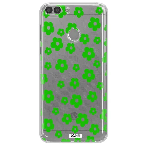 Five Petal Green Flower Huawei P Smart 2017 Clear TPU Case