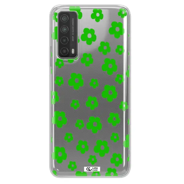 Five Petal Green Flower Huawei P Smart 2021 Clear TPU Case