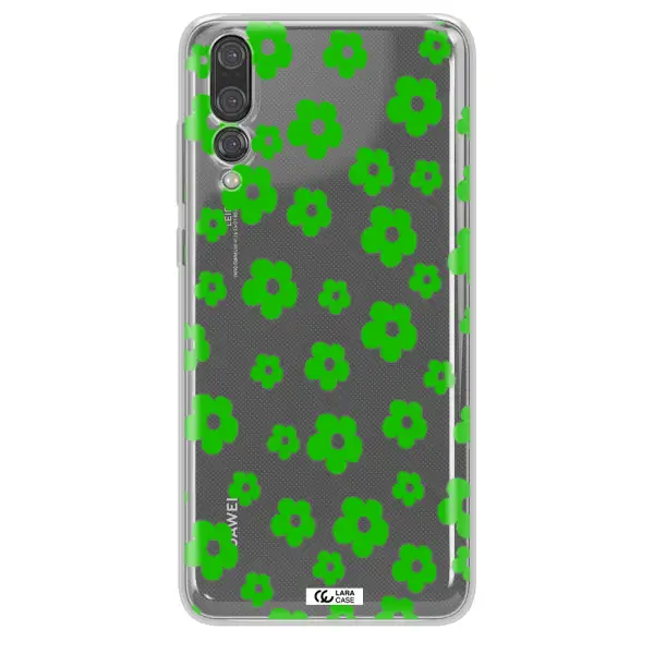 Five Petal Green Flower Huawei P20 Pro Clear TPU Case