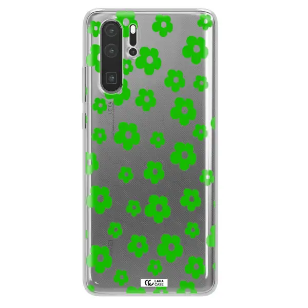 Five Petal Green Flower Huawei P30 Pro Clear TPU Case