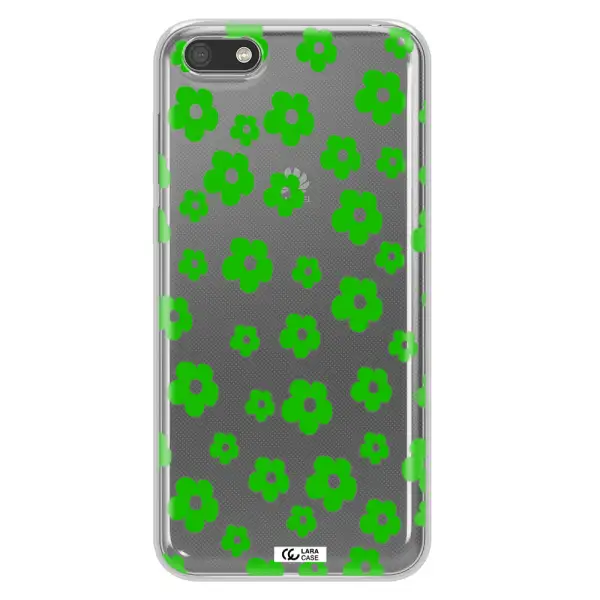 Five Petal Green Flower Huawei Y5 2018 Clear TPU Case