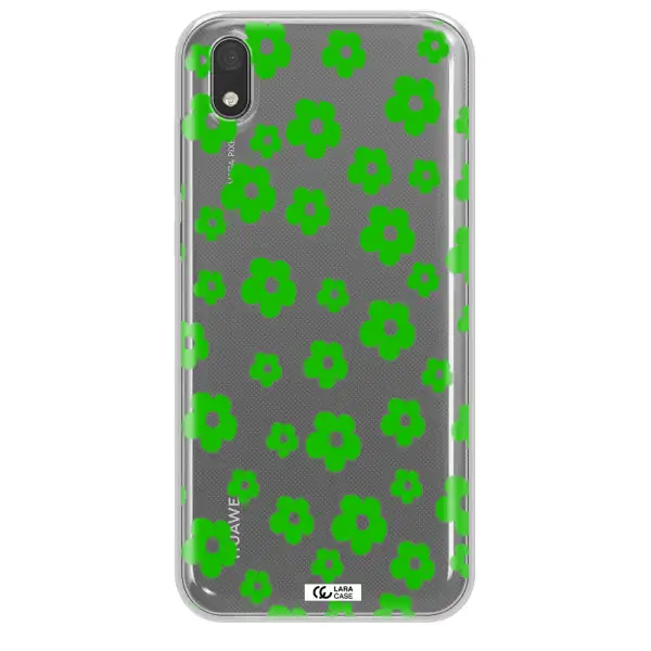 Five Petal Green Flower Huawei Y5 2019 Clear TPU Case