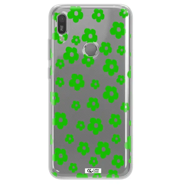 Five Petal Green Flower Huawei Y6 2019 Clear TPU Case