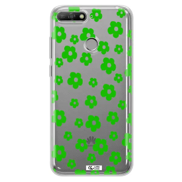 Five Petal Green Flower Huawei Y6 Prime 2018 Clear TPU Case