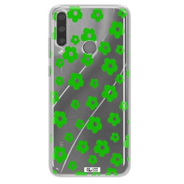 Five Petal Green Flower Huawei Y6P Clear TPU Case