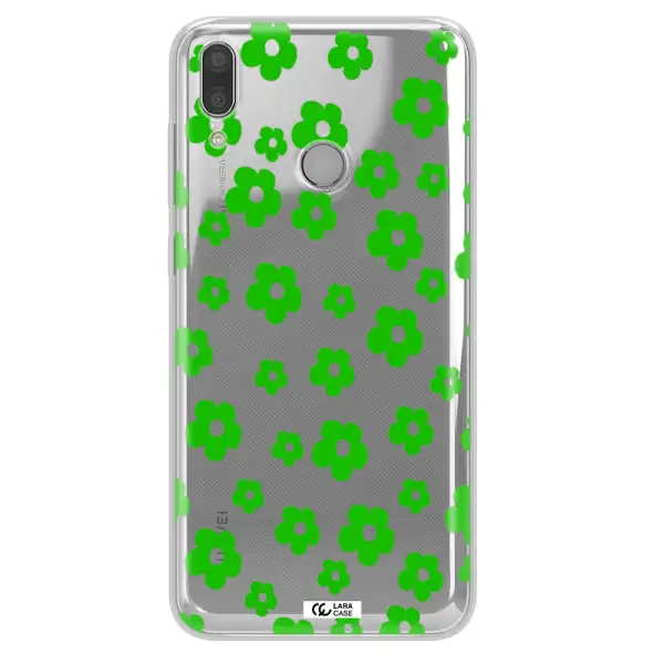 Five Petal Green Flower Huawei Y9 2019 Clear TPU Case