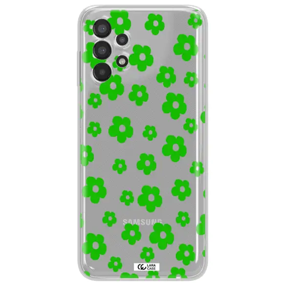 Five Petal Green Flower Samsung A13 Clear TPU Case