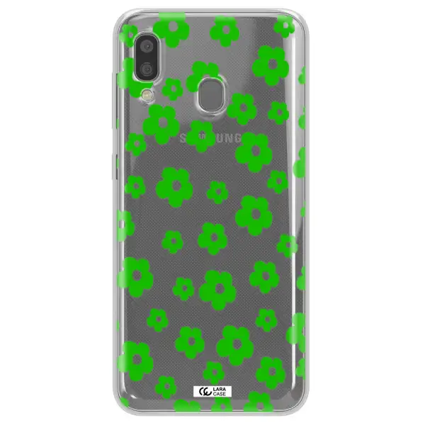 Five Petal Green Flower Samsung A20 Clear TPU Case