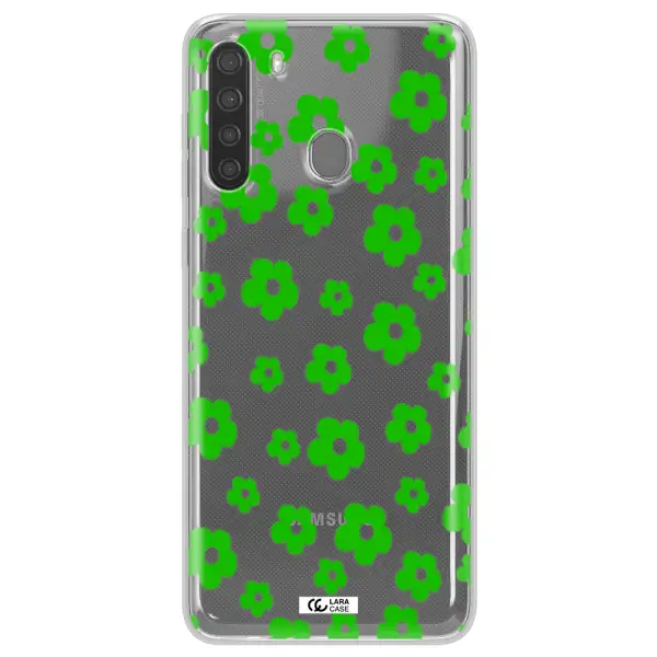 Five Petal Green Flower Samsung A21 Clear TPU Case