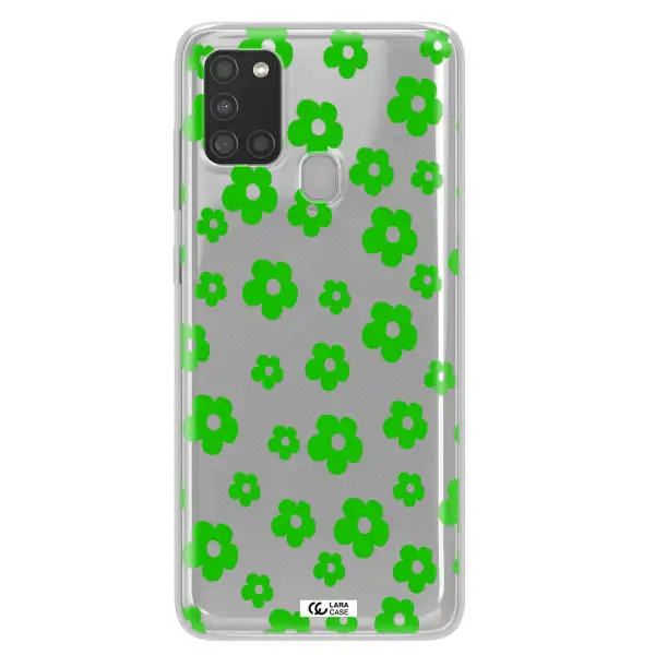 Five Petal Green Flower Samsung A21S Clear TPU Case