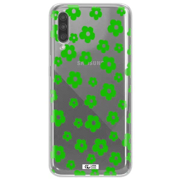 Five Petal Green Flower Samsung A30S Clear TPU Case