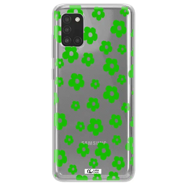 Five Petal Green Flower Samsung A31 Clear TPU Case