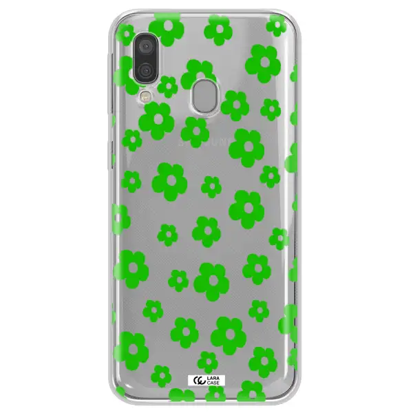 Five Petal Green Flower Samsung A40 Clear TPU Case