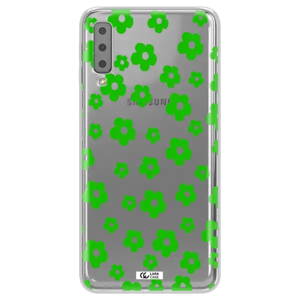 Five Petal Green Flower Samsung A7 2018 Clear TPU Case