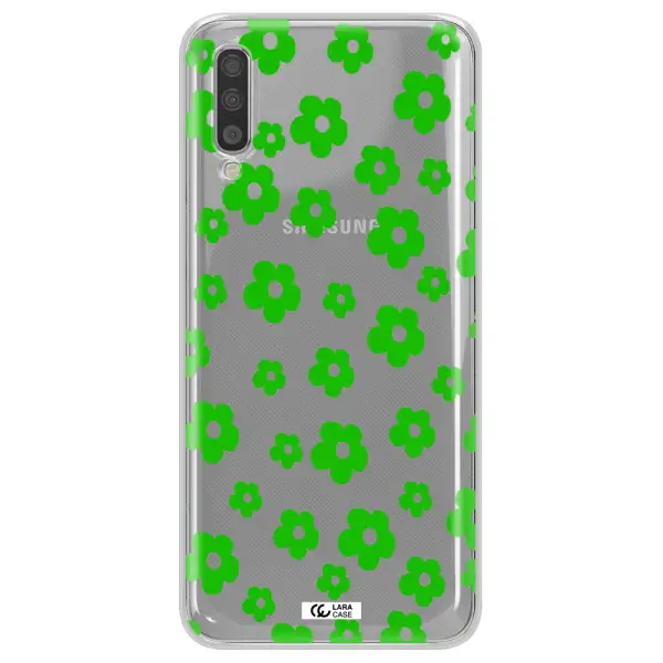 Five Petal Green Flower Samsung A70 Clear TPU Case