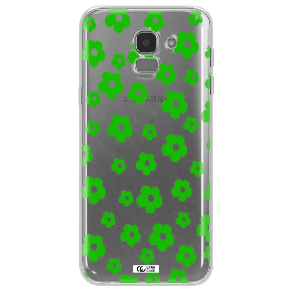 Five Petal Green Flower Samsung J6 Clear TPU Case