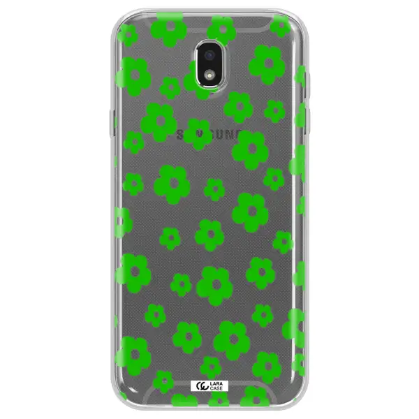 Five Petal Green Flower Samsung J7 Pro Clear TPU Case