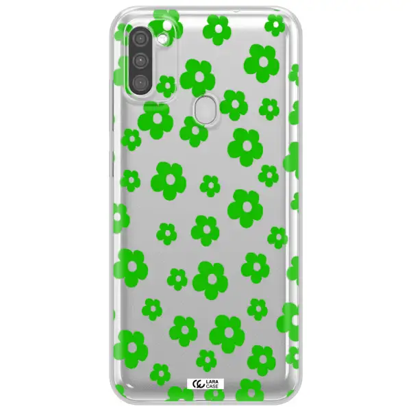 Five Petal Green Flower Samsung M11 Clear TPU Case