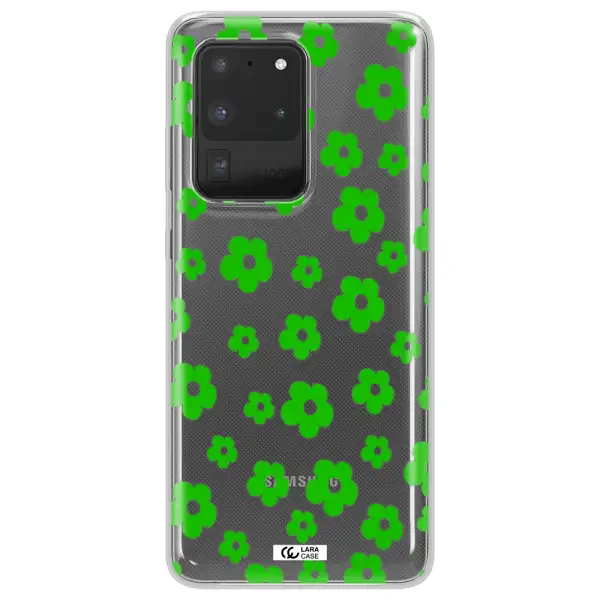 Five Petal Green Flower Samsung S20 Ultra Clear TPU Case